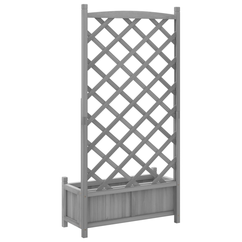 vidaXL Jardinera con enrejado madera maciza de abeto gris