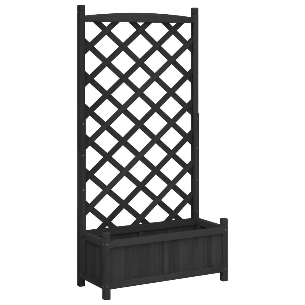 vidaXL Jardinera con enrejado madera maciza de abeto negro