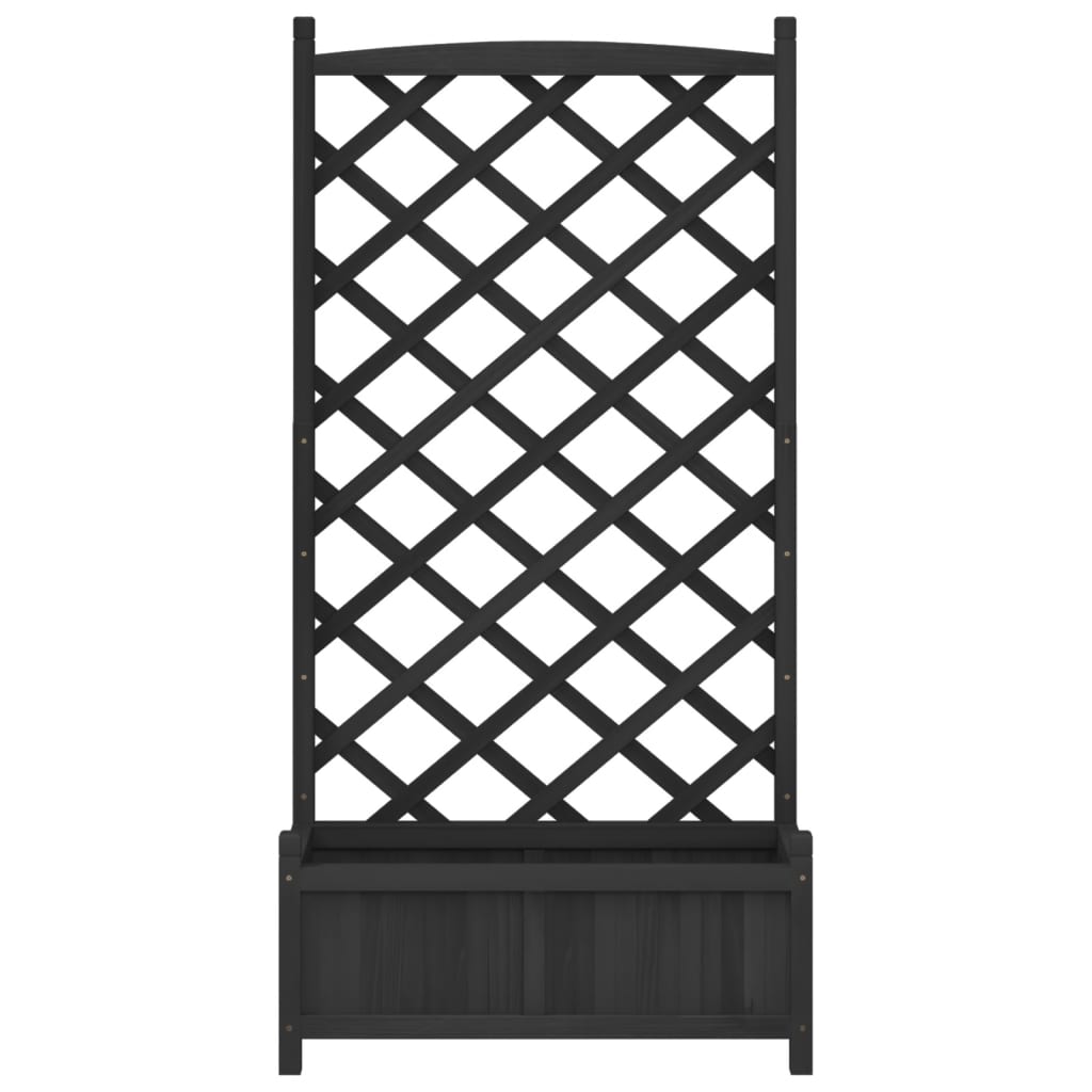 vidaXL Jardinera con enrejado madera maciza de abeto negro