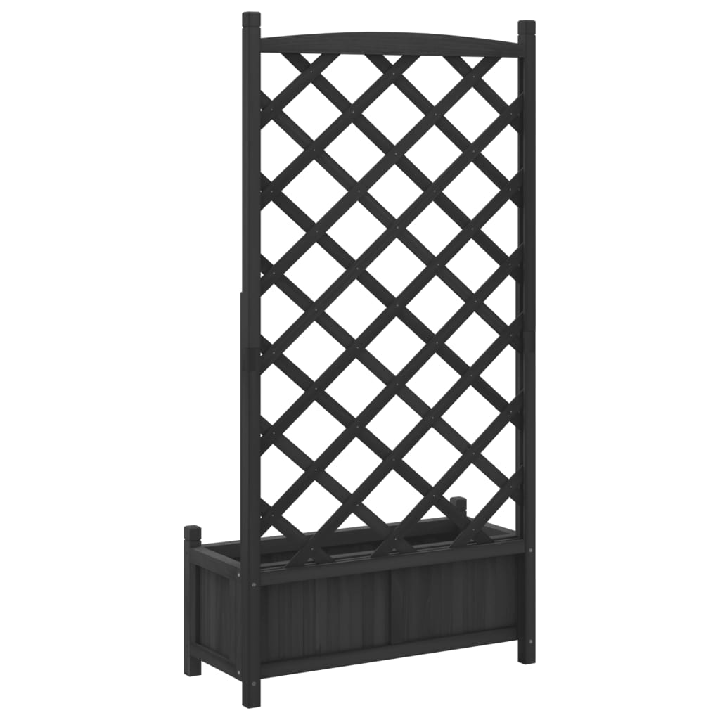 vidaXL Jardinera con enrejado madera maciza de abeto negro