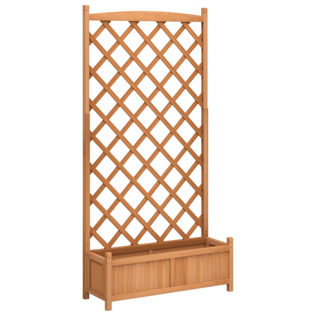 vidaXL Jardinera con enrejado de madera maciza de abeto marrón