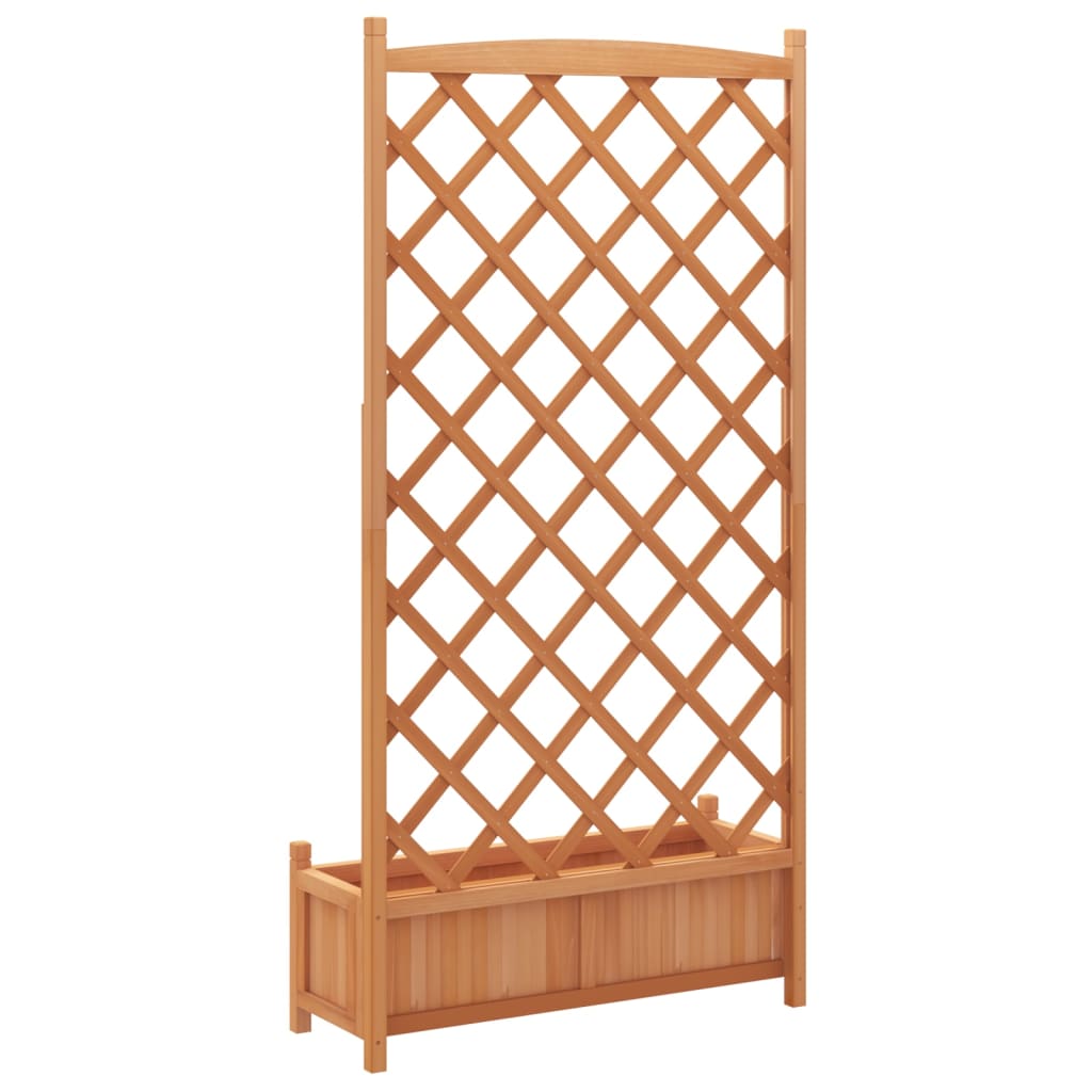 vidaXL Jardinera con enrejado de madera maciza de abeto marrón