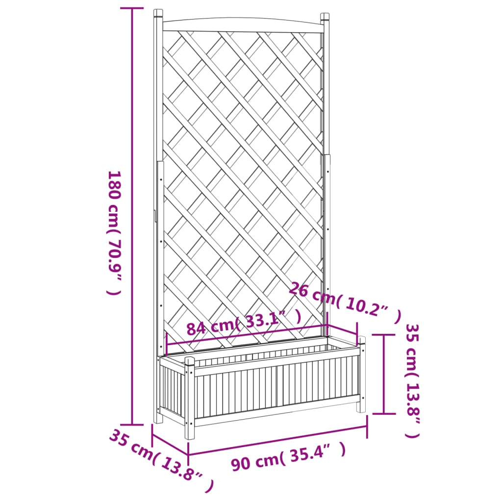 vidaXL Jardinera con enrejado de madera maciza de abeto marrón