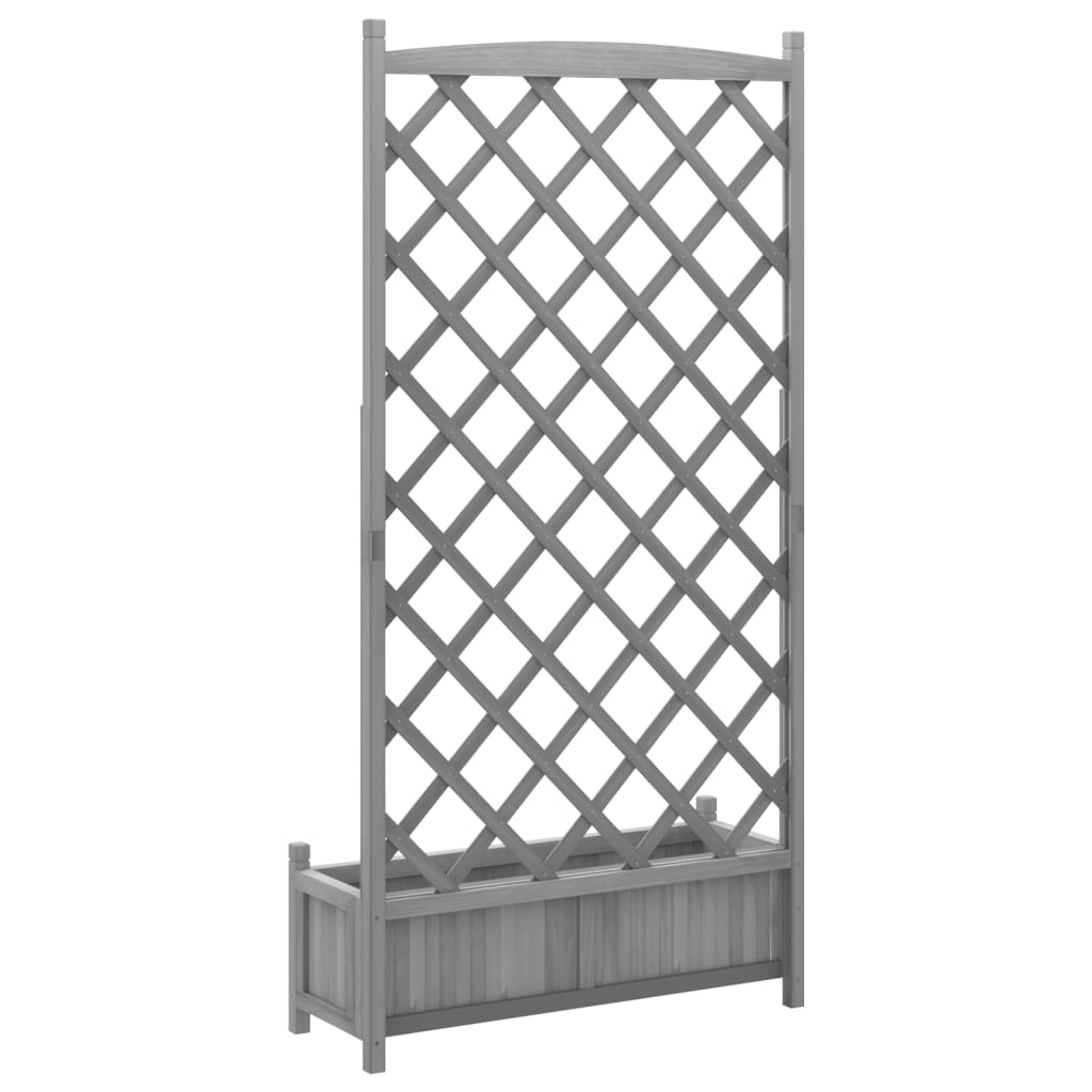 vidaXL Jardinera con enrejado madera maciza de abeto gris