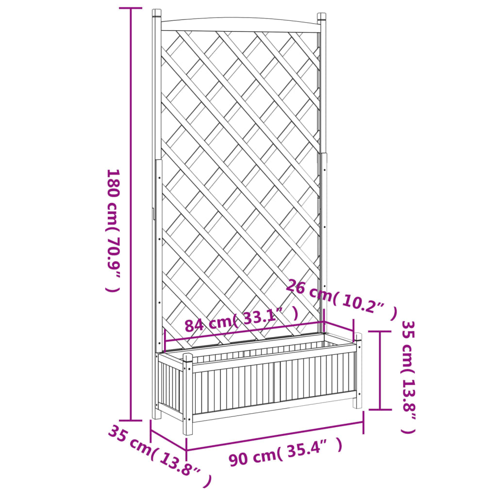 vidaXL Jardinera con enrejado madera maciza de abeto gris