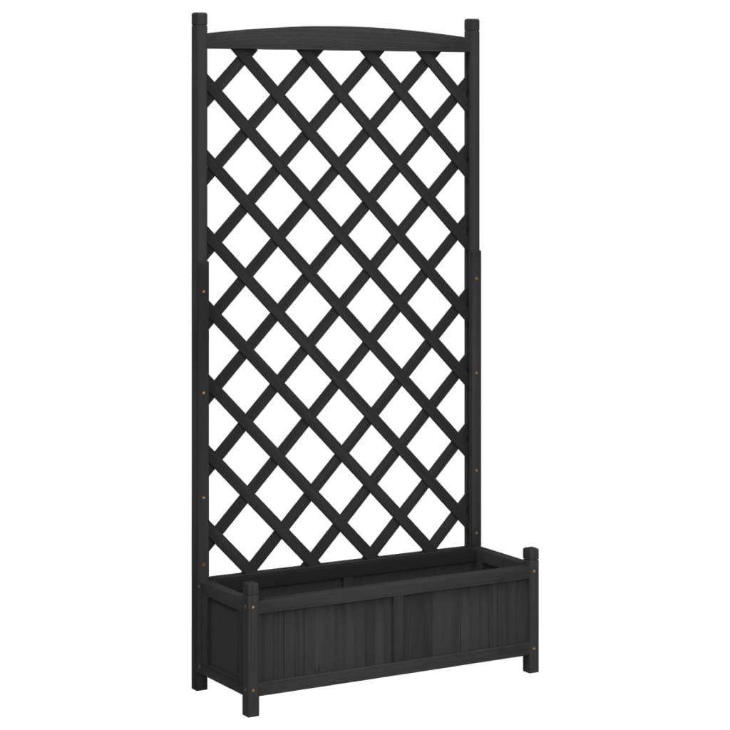 vidaXL Jardinera con enrejado madera maciza de abeto negro