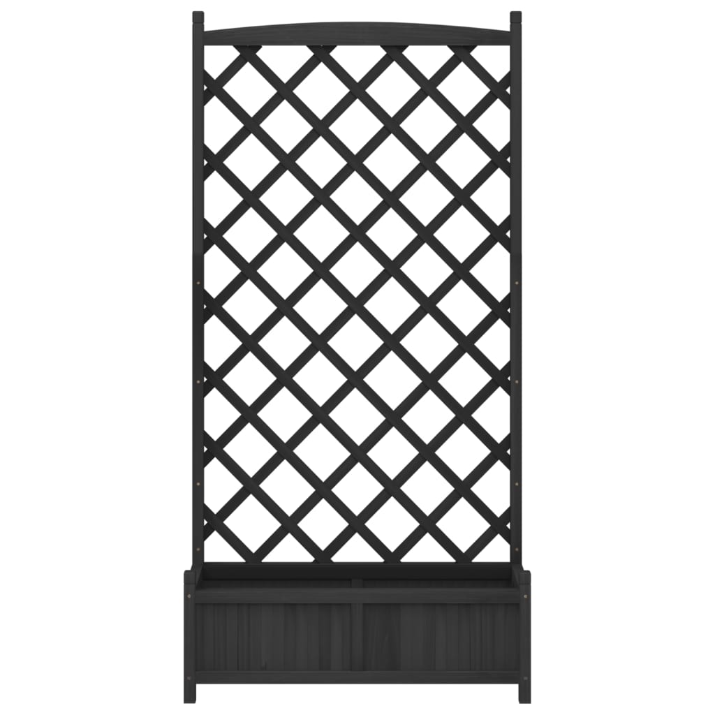 vidaXL Jardinera con enrejado madera maciza de abeto negro