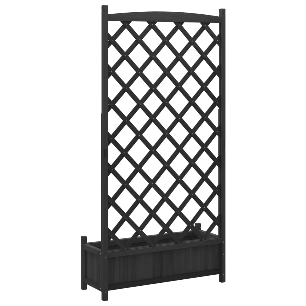 vidaXL Jardinera con enrejado madera maciza de abeto negro