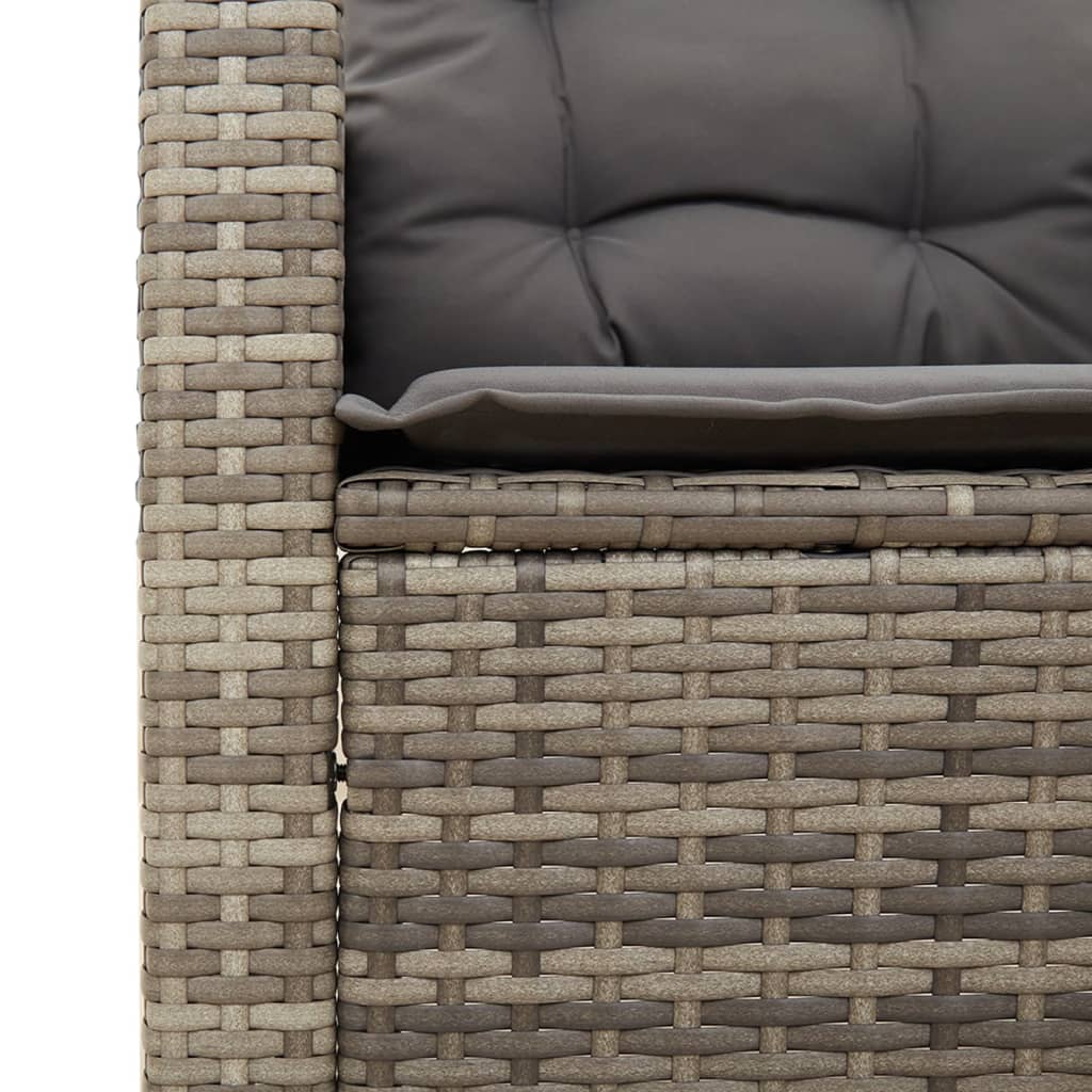 vidaXL Sillón de jardín con cojines ratán sintético gris