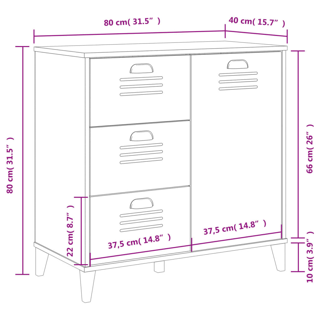 vidaXL Aparador VIKEN madera de ingeniería gris antracita 80x40x80 cm