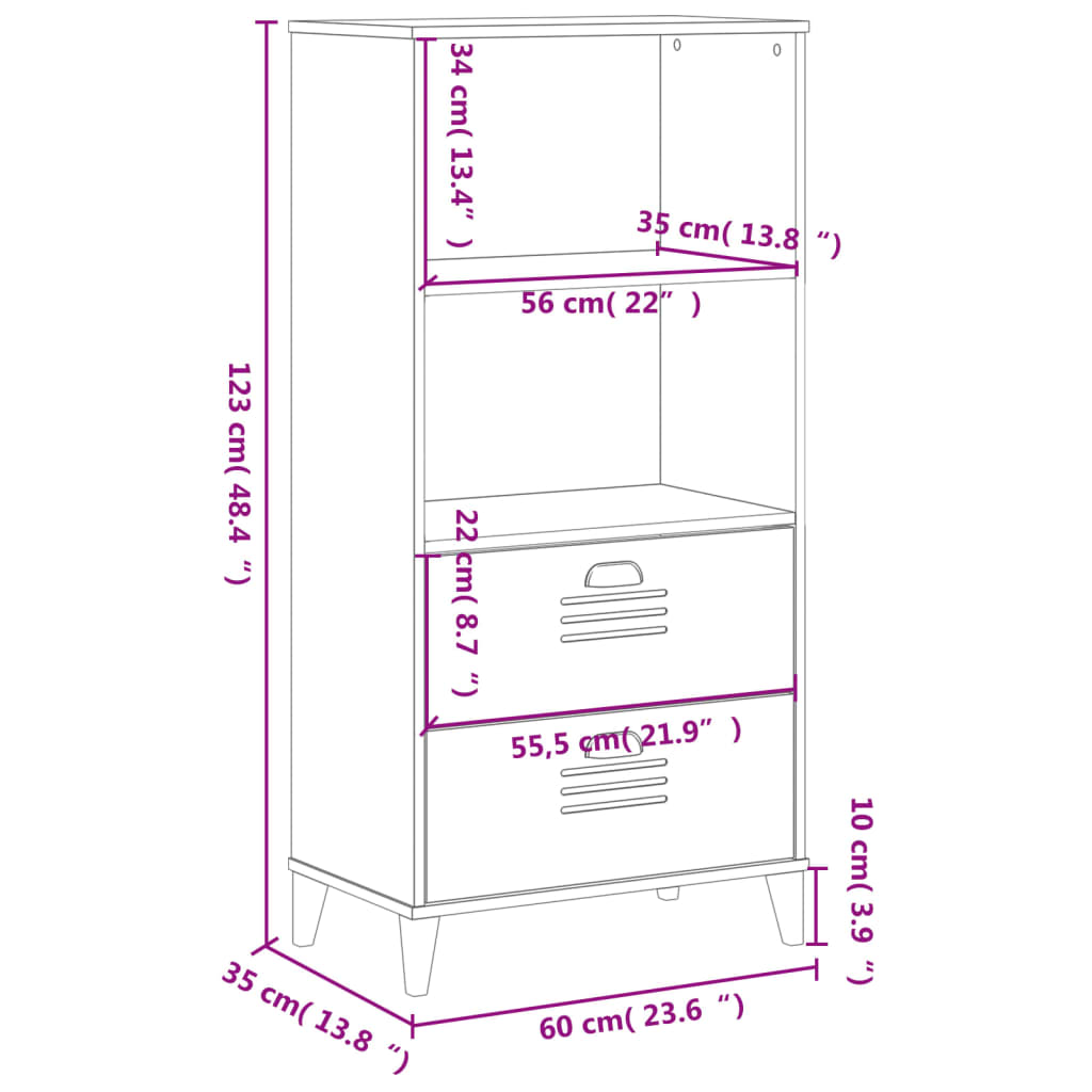 vidaXL Librería VIKEN madera de ingeniería blanco 60x35x123 cm