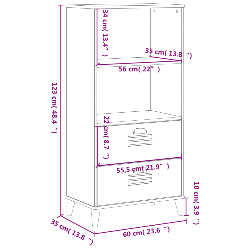 vidaXL Librería VIKEN madera de ingeniería gris antracita 60x35x123 cm