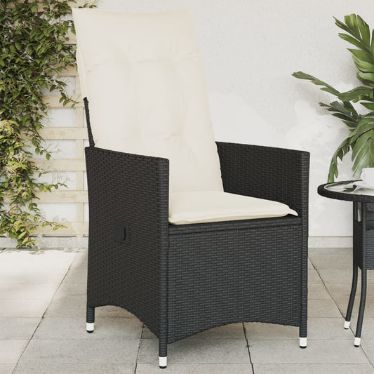 vidaXL Sillón reclinable de jardín con cojines ratán sintético negro