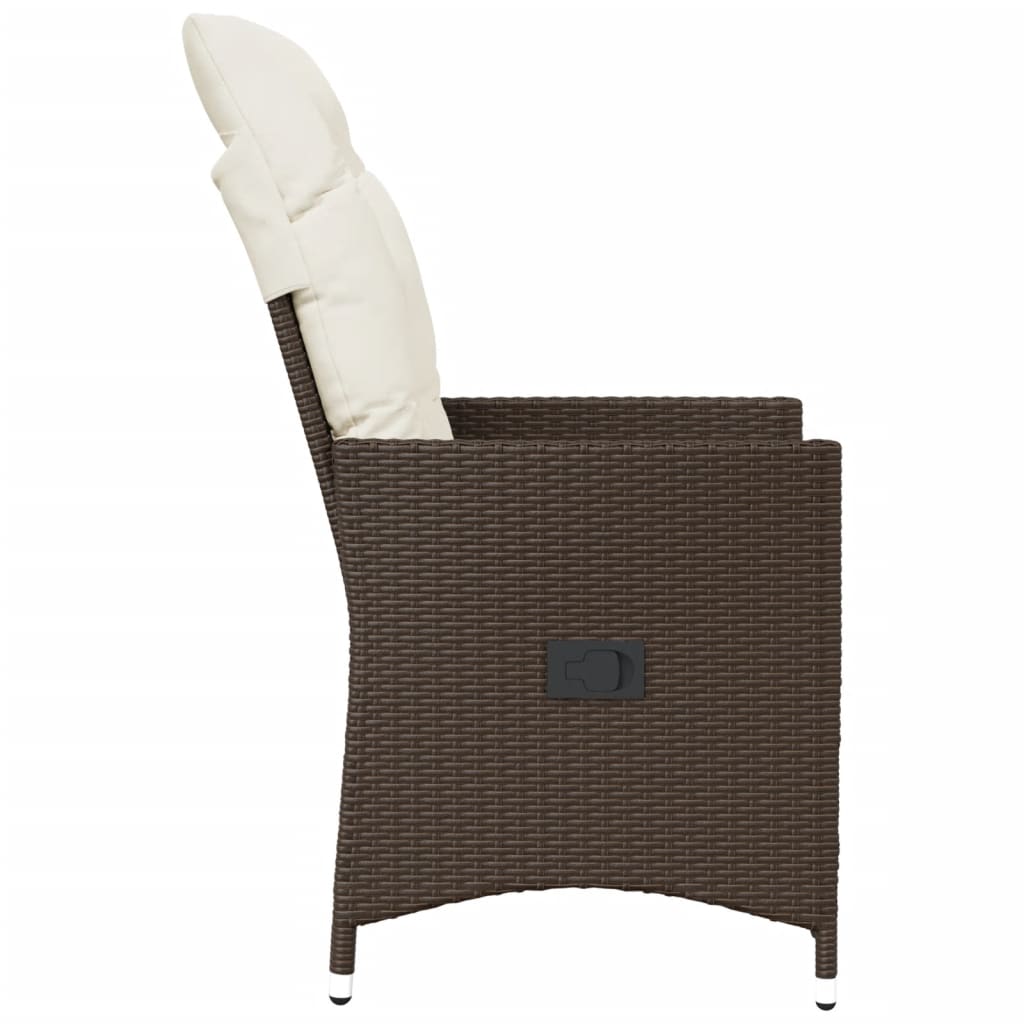 vidaXL Sillones reclinables jardín con cojines marrones 2 uds ratán PE