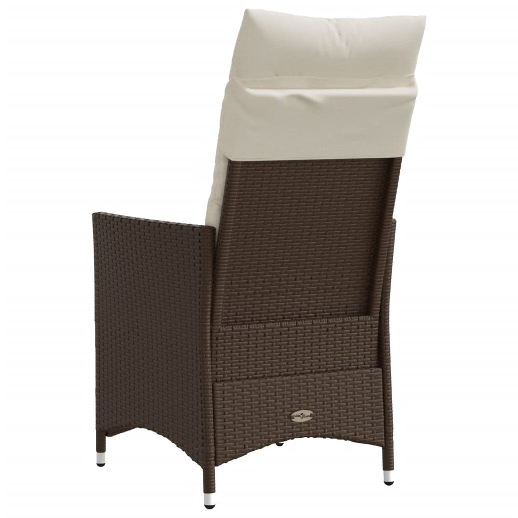 vidaXL Sillones reclinables jardín con cojines marrones 2 uds ratán PE