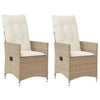 vidaXL Sillones reclinables de jardín con cojines beige 2 uds ratán PE