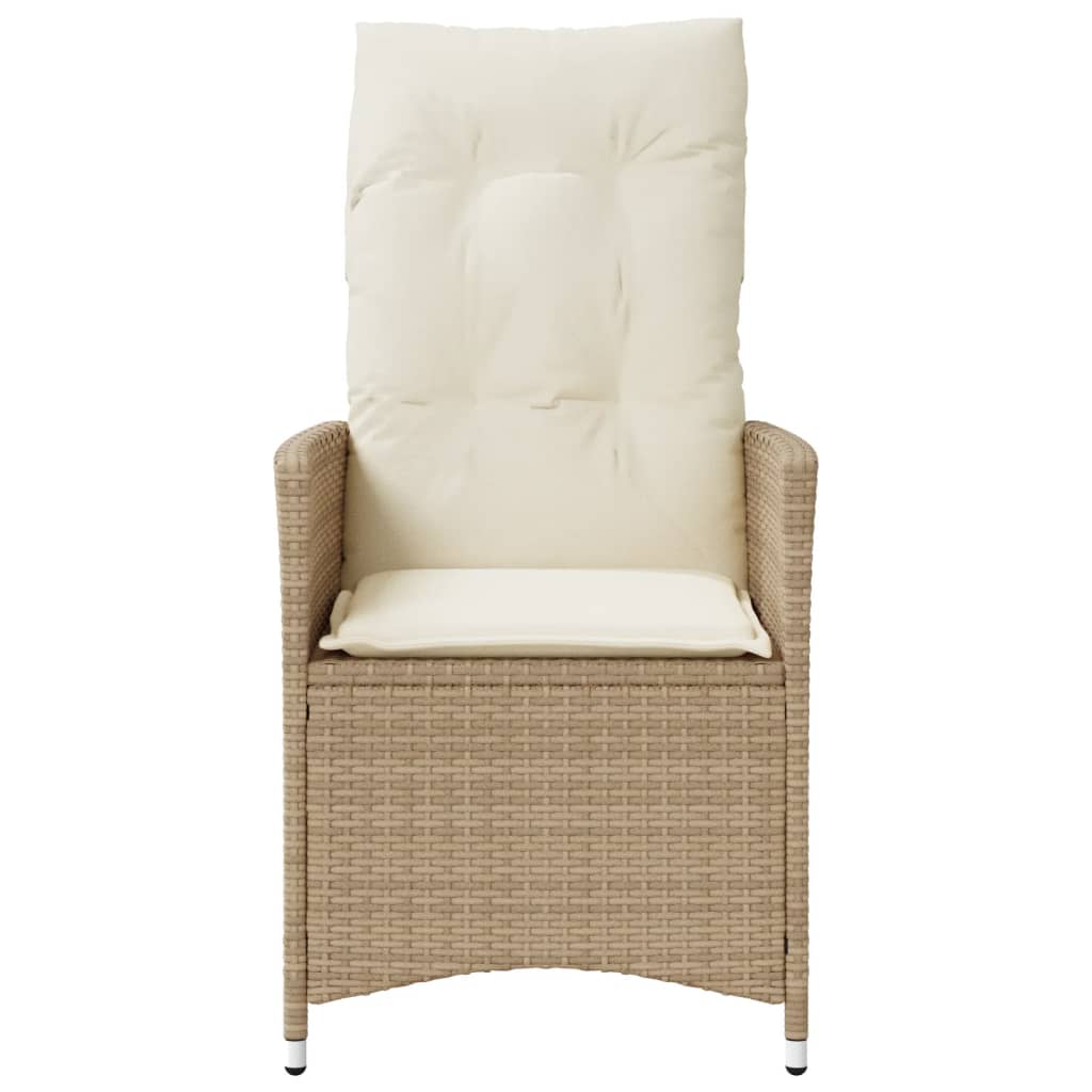 vidaXL Sillones reclinables de jardín con cojines beige 2 uds ratán PE