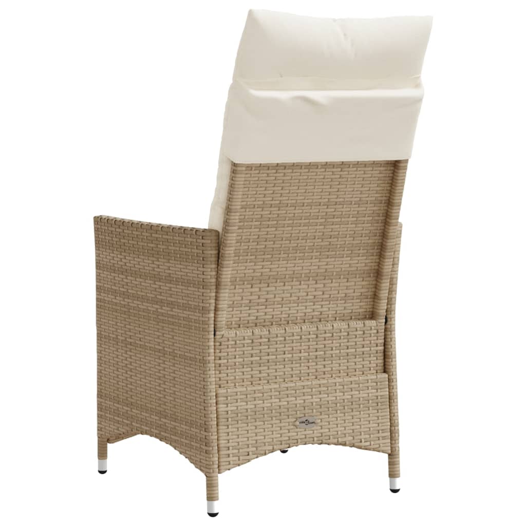 vidaXL Sillones reclinables de jardín con cojines beige 2 uds ratán PE