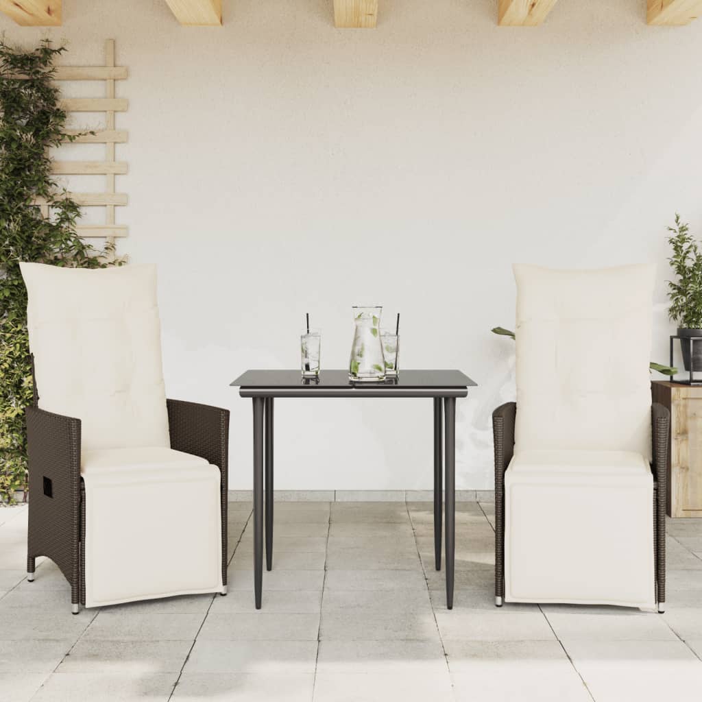 vidaXL Sillones reclinables jardín con cojines marrones 2 uds ratán PE