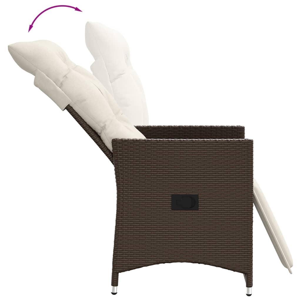 vidaXL Sillones reclinables jardín con cojines marrones 2 uds ratán PE