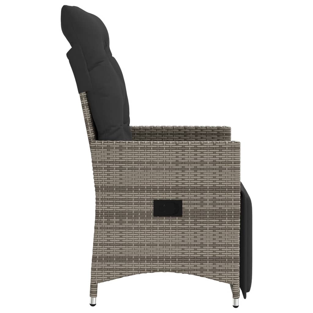 vidaXL Sillones reclinable jardín y cojines 2 uds ratán sintético gris