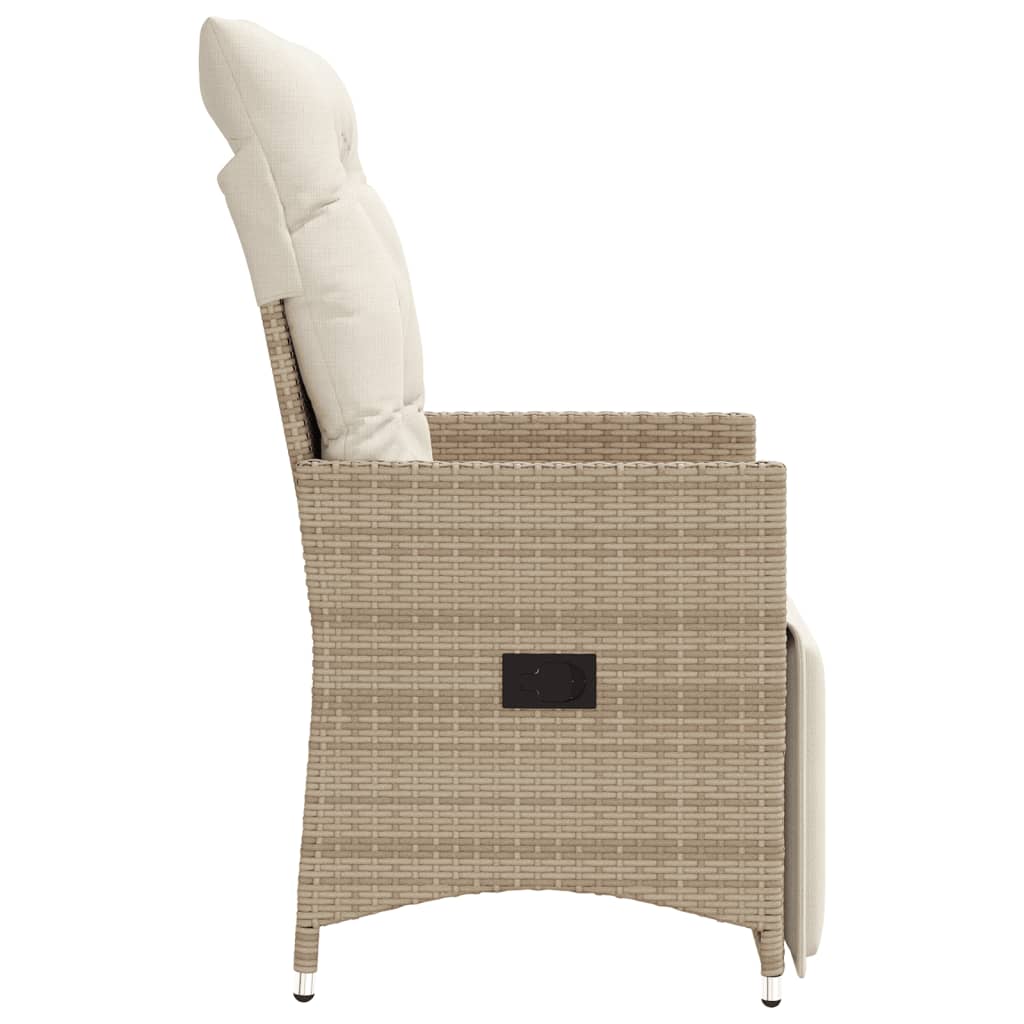 vidaXL Sillones reclinables de jardín con cojines beige 2 uds ratán PE