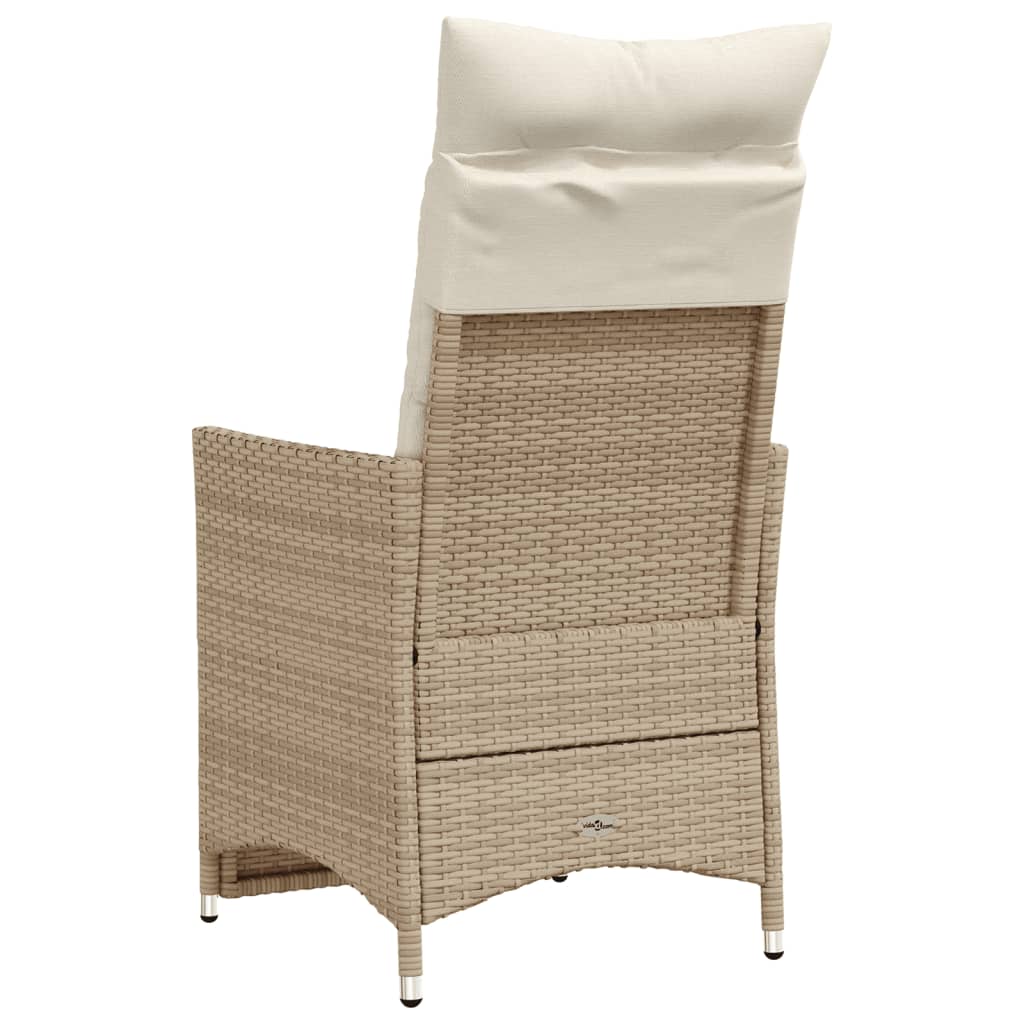 vidaXL Sillones reclinables de jardín con cojines beige 2 uds ratán PE