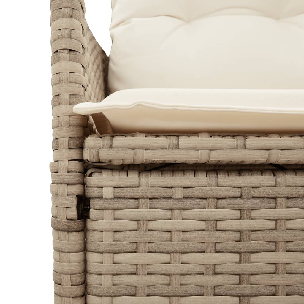 vidaXL Sillones reclinables de jardín con cojines beige 2 uds ratán PE