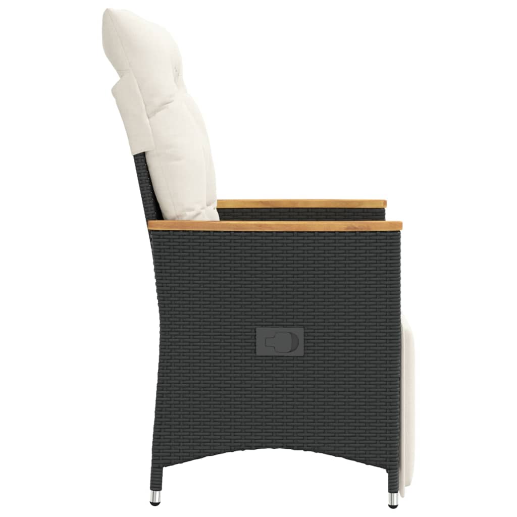 vidaXL Sillones reclinable jardín cojines 2 uds ratán sintético negro