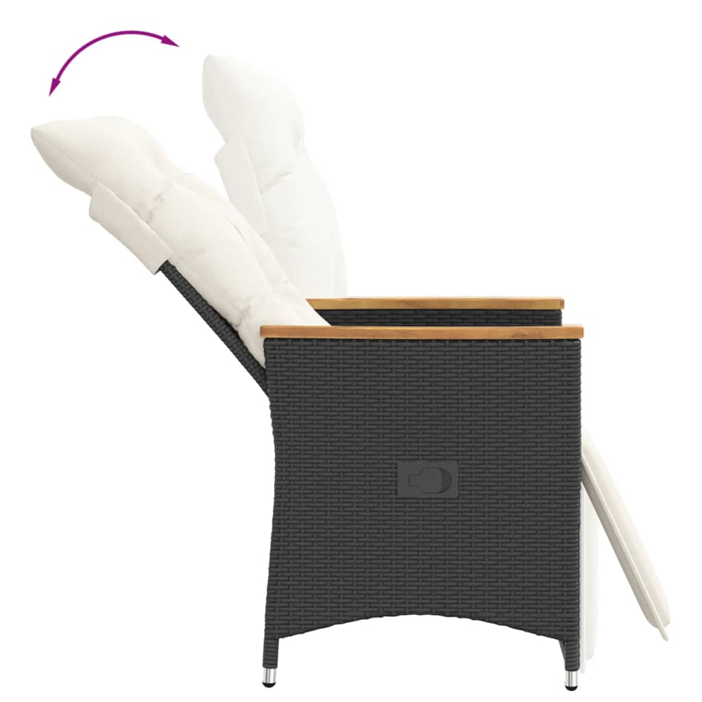 vidaXL Sillones reclinable jardín cojines 2 uds ratán sintético negro