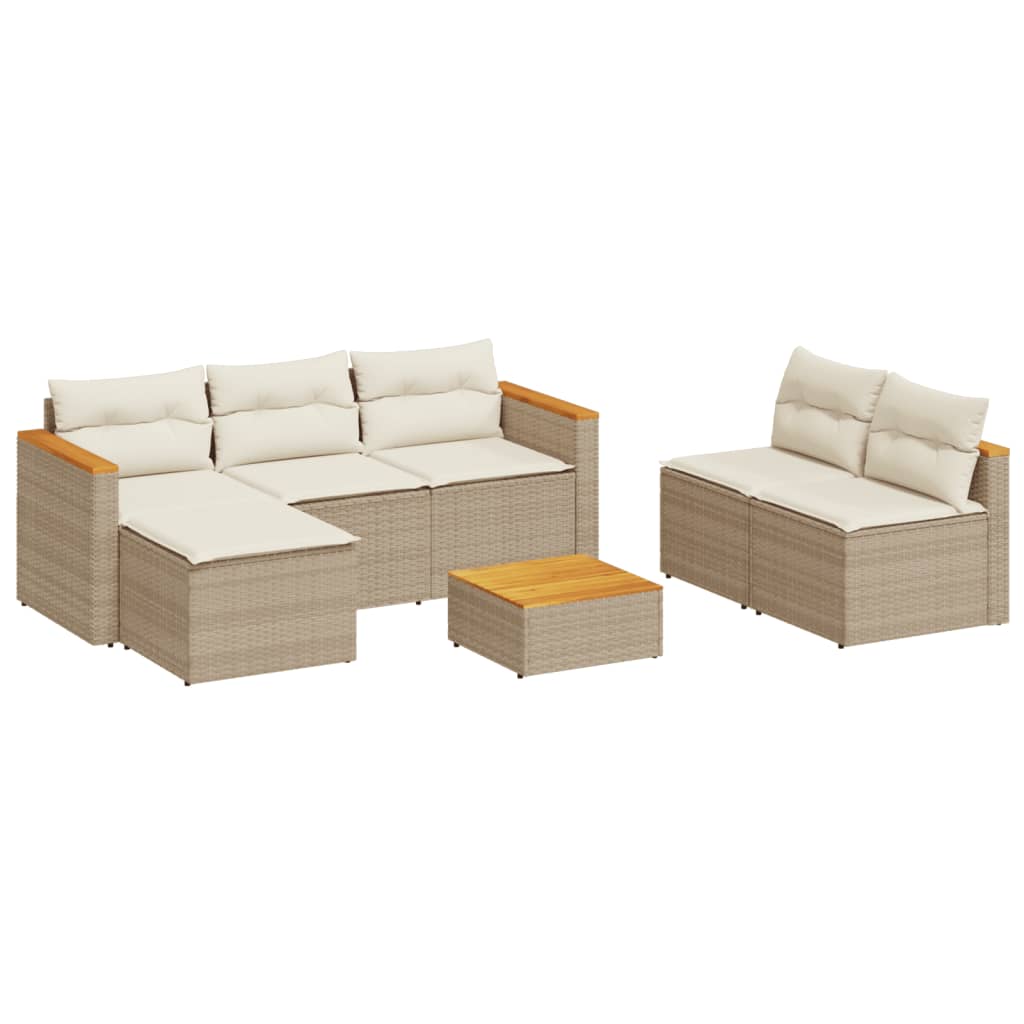 vidaXL Set sofás jardín y cojines 5 pzas ratán sintético acacia beige