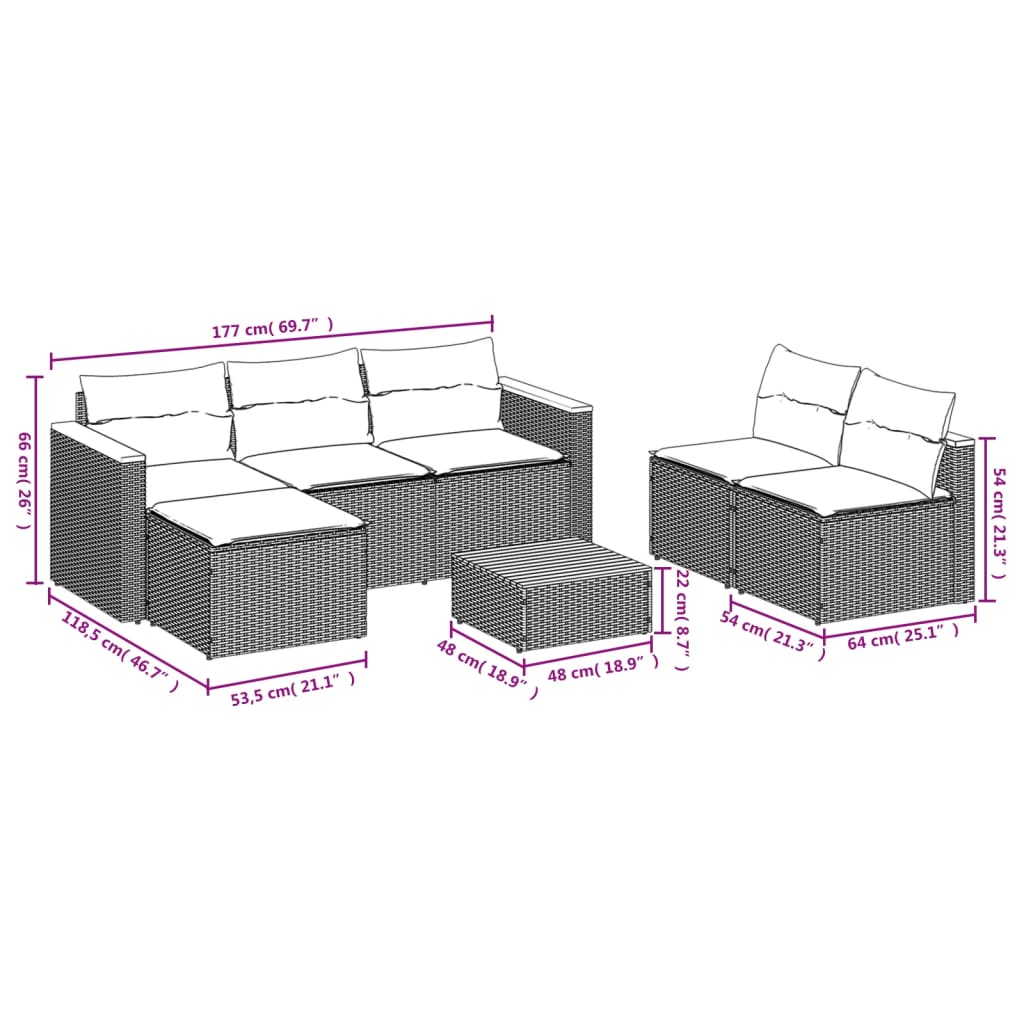 vidaXL Set sofás jardín y cojines 5 pzas ratán sintético acacia beige