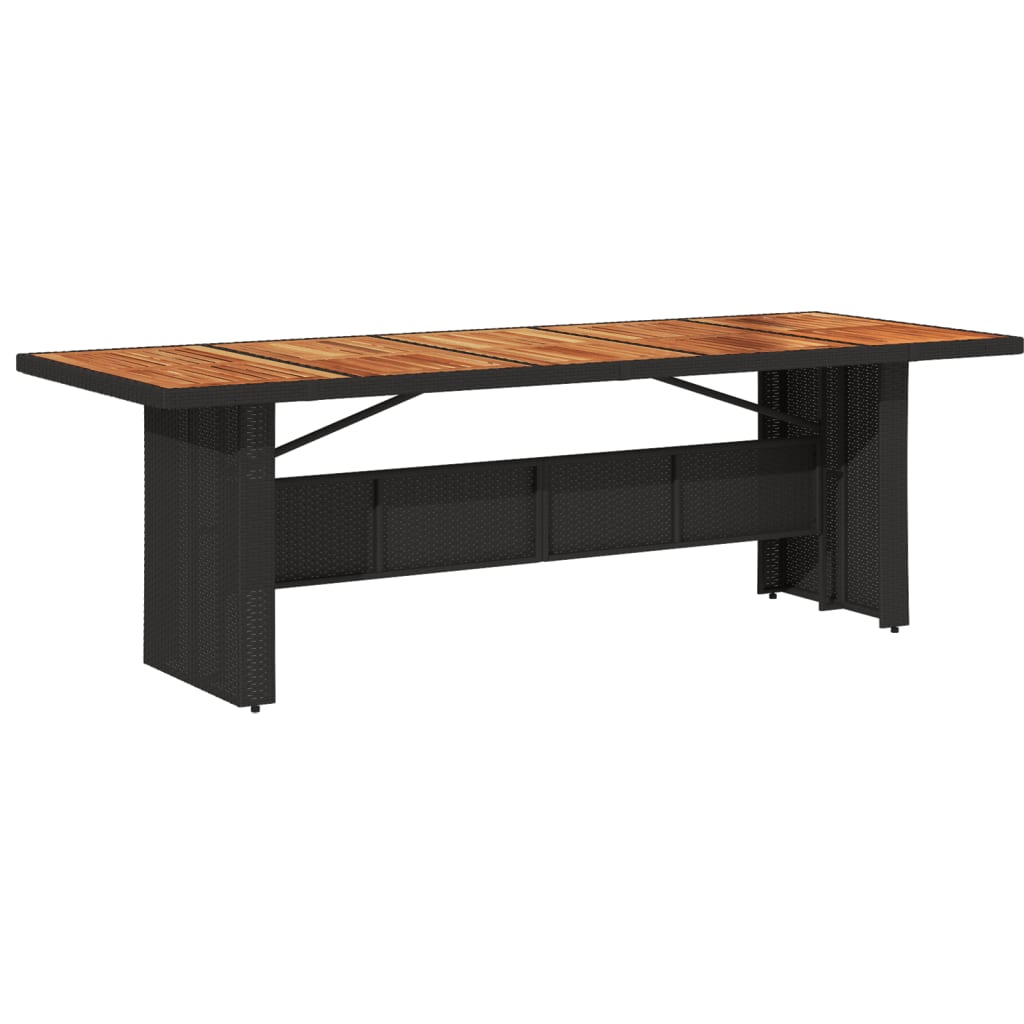 vidaXL Mesa de jardín superficie madera acacia ratán negro 240x90x75cm