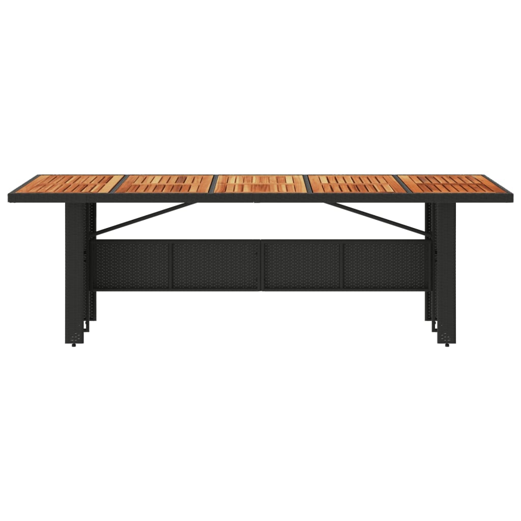 vidaXL Mesa de jardín superficie madera acacia ratán negro 240x90x75cm