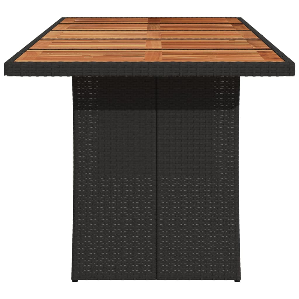 vidaXL Mesa de jardín superficie madera acacia ratán negro 240x90x75cm