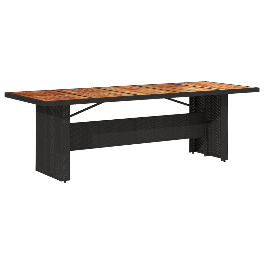 vidaXL Mesa de jardín superficie madera acacia ratán negro 240x90x75cm