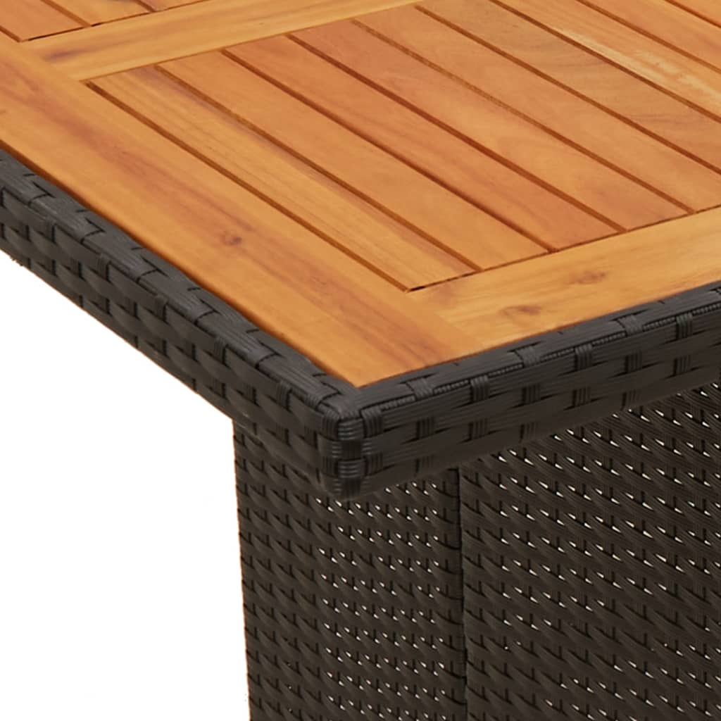 vidaXL Mesa de jardín superficie madera acacia ratán negro 240x90x75cm