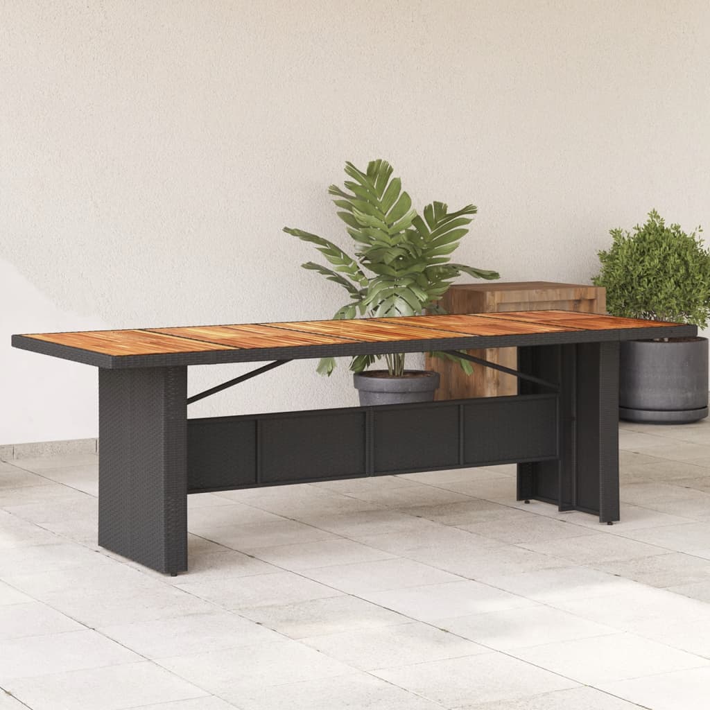 vidaXL Mesa de jardín superficie madera acacia ratán negro 240x90x75cm