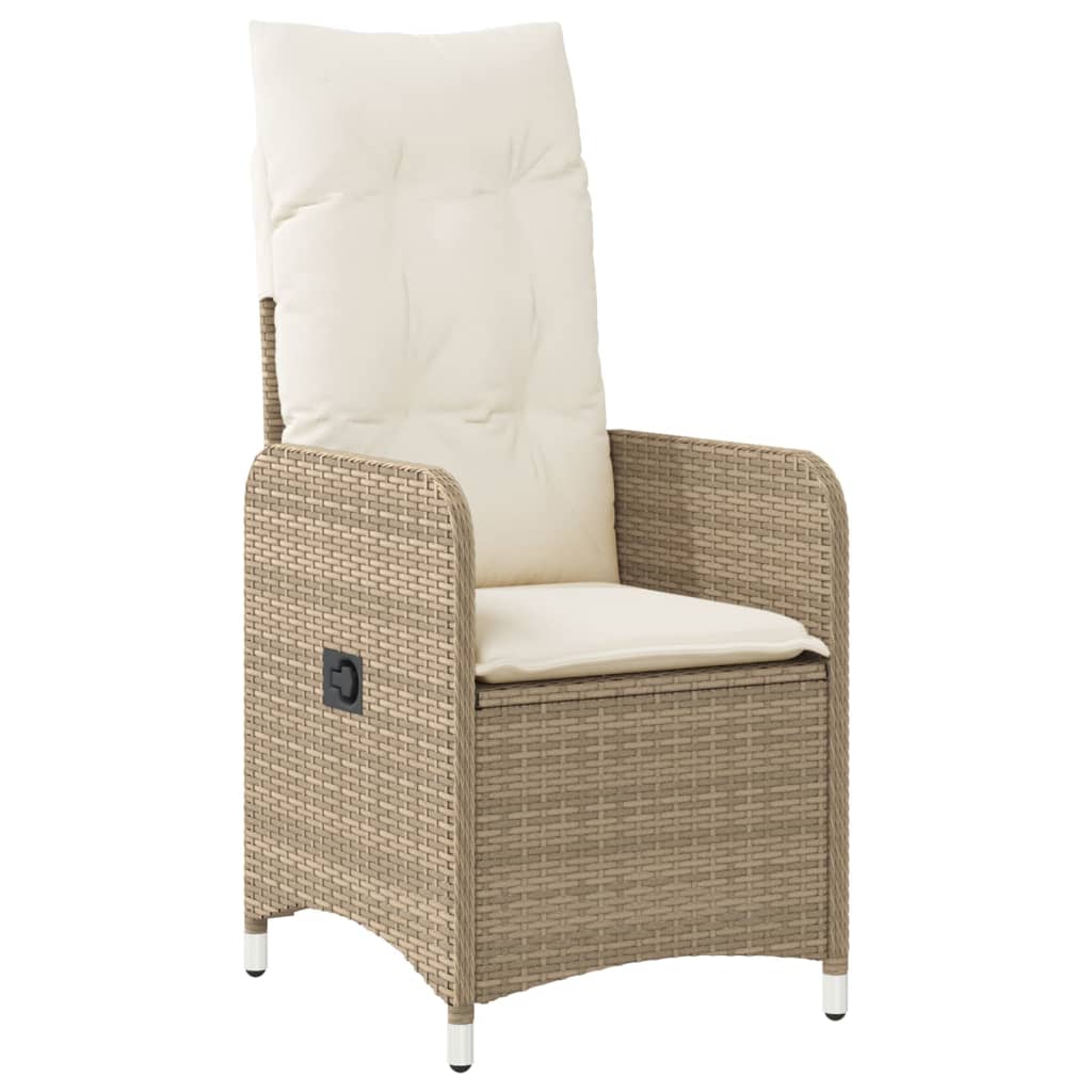 vidaXL Silla de jardín reclinable con cojines ratán sintético beige