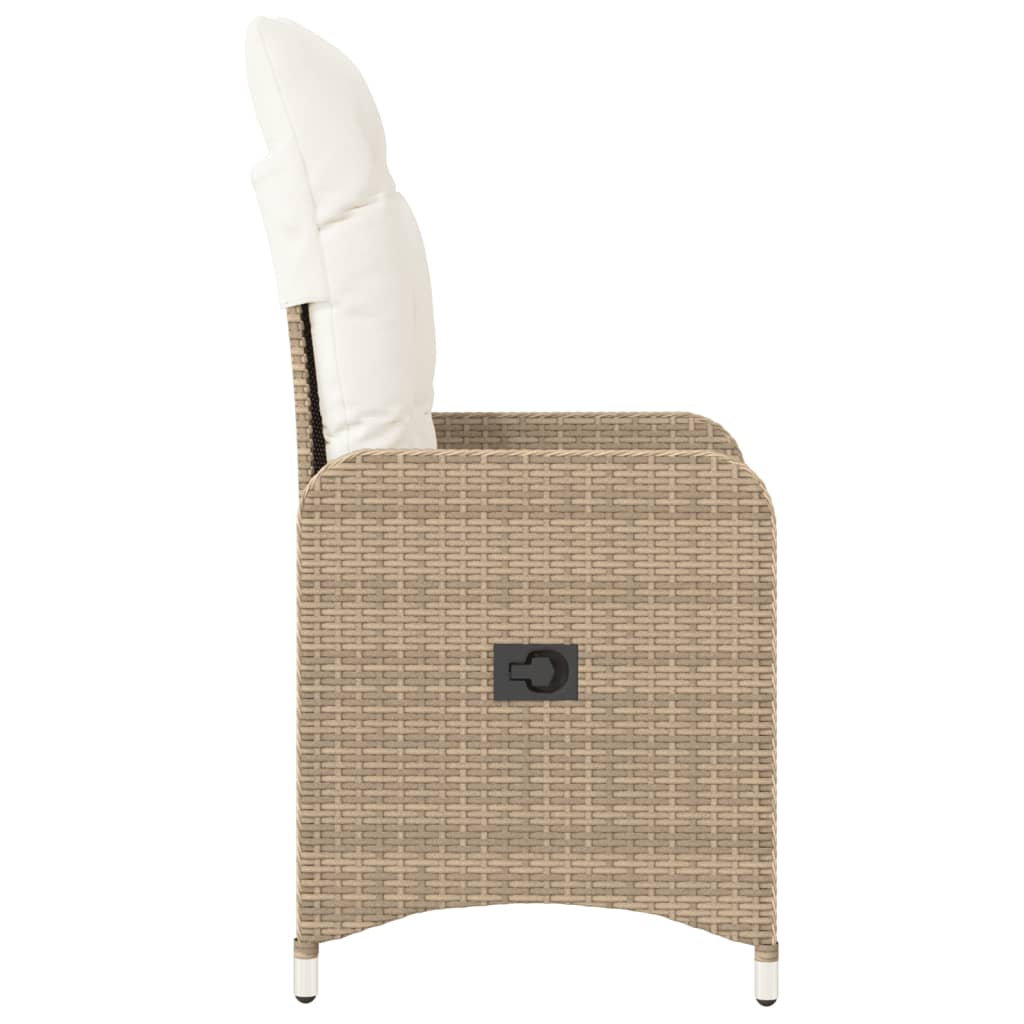 vidaXL Silla de jardín reclinable con cojines ratán sintético beige