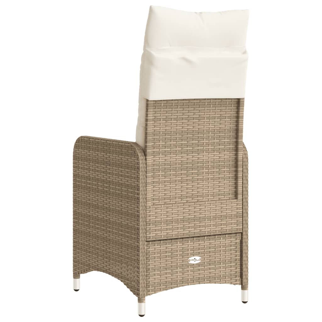 vidaXL Silla de jardín reclinable con cojines ratán sintético beige