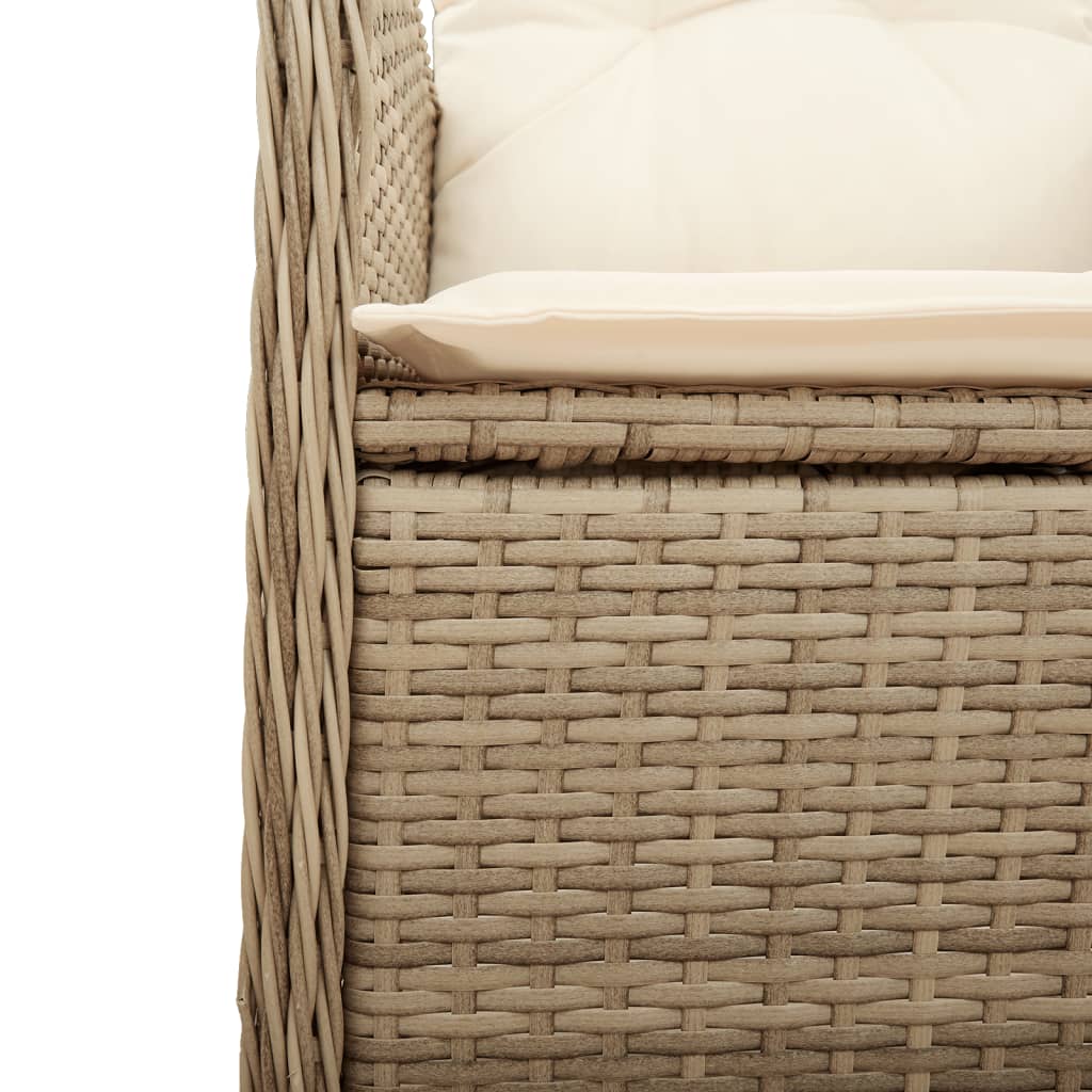 vidaXL Silla de jardín reclinable con cojines ratán sintético beige