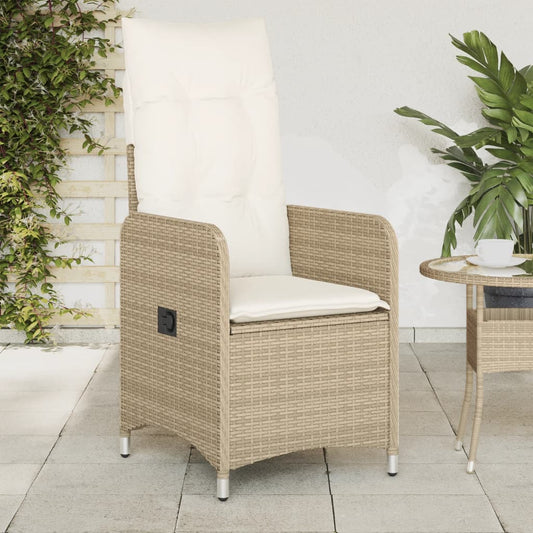 vidaXL Silla de jardín reclinable con cojines ratán sintético beige