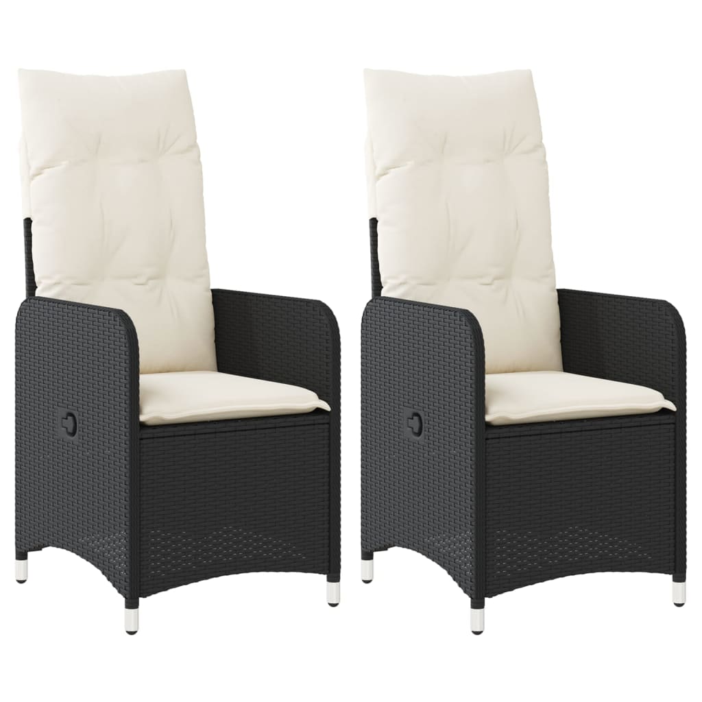 vidaXL Sillones reclinable jardín cojines 2 uds ratán sintético negro