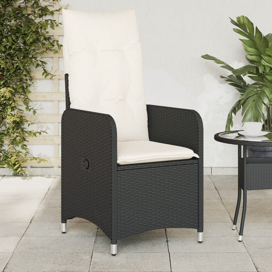 vidaXL Sillones reclinable jardín cojines 2 uds ratán sintético negro