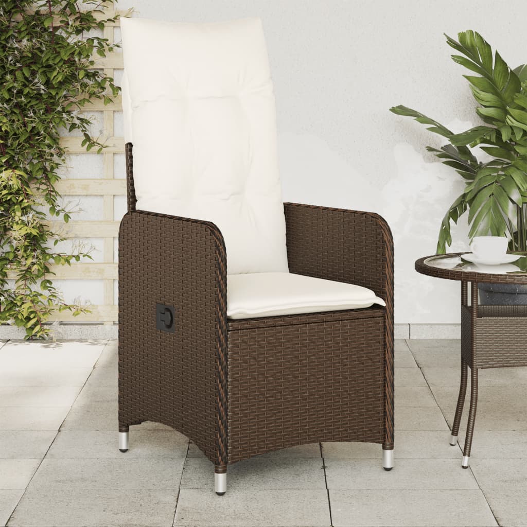 vidaXL Sillones reclinables jardín con cojines marrones 2 uds ratán PE