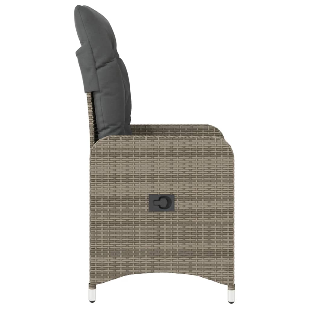 vidaXL Sillones reclinable jardín y cojines 2 uds ratán sintético gris