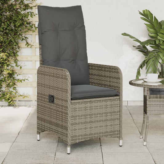 vidaXL Sillones reclinable jardín y cojines 2 uds ratán sintético gris