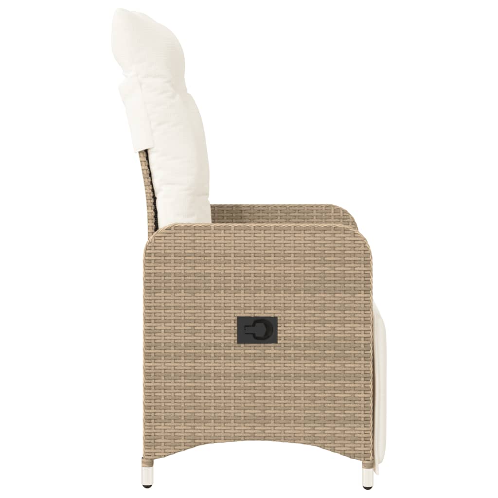 vidaXL Silla de jardín reclinable con cojines ratán sintético beige