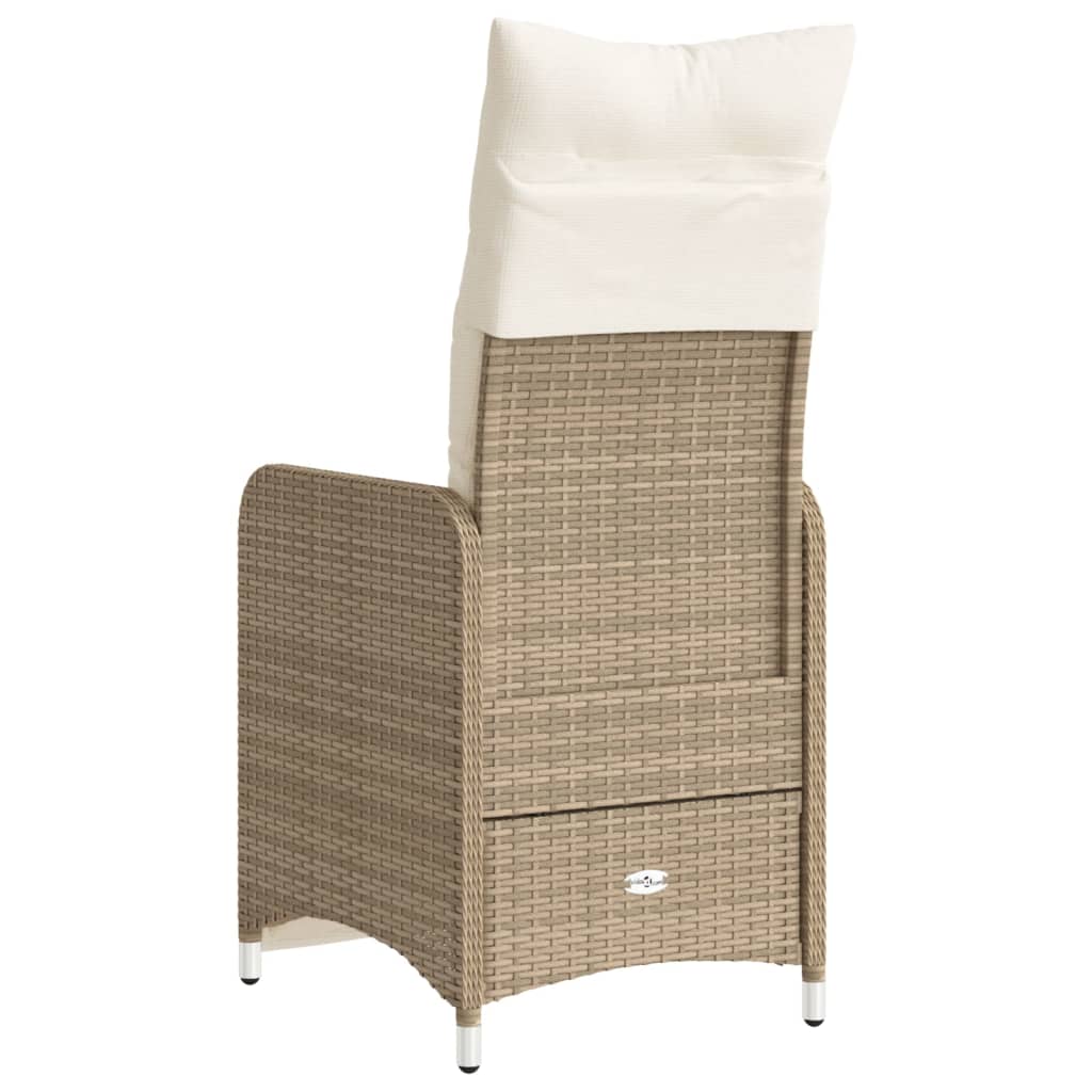 vidaXL Silla de jardín reclinable con cojines ratán sintético beige